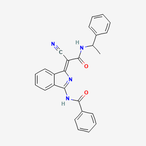 molecular formula C26H20N4O2 B2712078 (Z)-N-(1-(1-cyano-2-oxo-2-((1-phenylethyl)amino)ethylidene)-1H-isoindol-3-yl)benzamide CAS No. 885186-86-7