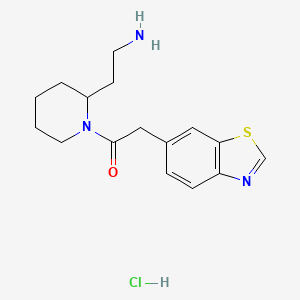 molecular formula C16H22ClN3OS B2712086 1-[2-(2-Aminoethyl)piperidin-1-yl]-2-(1,3-benzothiazol-6-yl)ethanone;hydrochloride CAS No. 2418642-66-5