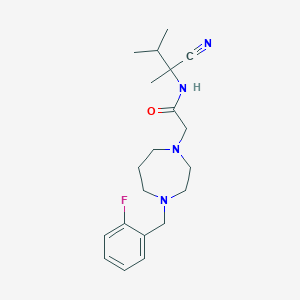 molecular formula C20H29FN4O B2712087 N-(1-cyano-1,2-dimethylpropyl)-2-{4-[(2-fluorophenyl)methyl]-1,4-diazepan-1-yl}acetamide CAS No. 1252137-25-9