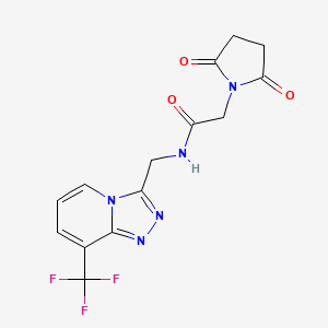 molecular formula C14H12F3N5O3 B2712098 2-(2,5-二氧代吡咯烷-1-基)-N-((8-(三氟甲基)-[1,2,4]三唑并[4,3-a]吡啶-3-基)甲基)乙酰胺 CAS No. 2034601-40-4