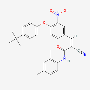 molecular formula C28H27N3O4 B2712106 (Z)-3-[4-(4-Tert-butylphenoxy)-3-nitrophenyl]-2-cyano-N-(2,4-dimethylphenyl)prop-2-enamide CAS No. 568570-24-1