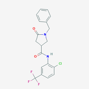 molecular formula C19H16ClF3N2O2 B271211 1-benzyl-N-[2-chloro-5-(trifluoromethyl)phenyl]-5-oxopyrrolidine-3-carboxamide 
