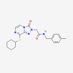 molecular formula C21H25N5O2S B2712113 2-(8-(cyclohexylthio)-3-oxo-[1,2,4]triazolo[4,3-a]pyrazin-2(3H)-yl)-N-(4-methylbenzyl)acetamide CAS No. 1251575-88-8