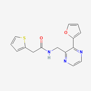 molecular formula C15H13N3O2S B2712136 N-((3-(furan-2-yl)pyrazin-2-yl)methyl)-2-(thiophen-2-yl)acetamide CAS No. 2034463-47-1