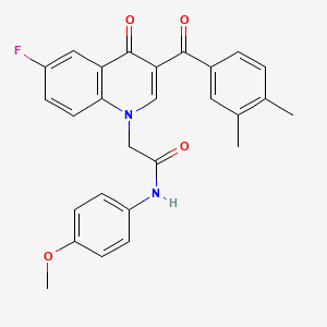 molecular formula C27H23FN2O4 B2712137 2-[3-(3,4-dimethylbenzoyl)-6-fluoro-4-oxoquinolin-1-yl]-N-(4-methoxyphenyl)acetamide CAS No. 866340-00-3