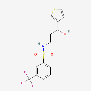 molecular formula C14H14F3NO3S2 B2712139 N-(3-羟基-3-(噻吩-3-基)丙基)-3-(三氟甲基)苯磺酰胺 CAS No. 2034549-14-7