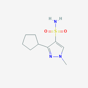 molecular formula C9H15N3O2S B2712143 3-cyclopentyl-1-methyl-1H-pyrazole-4-sulfonamide CAS No. 2137793-81-6
