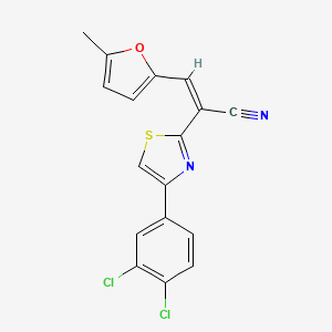 molecular formula C17H10Cl2N2OS B2712149 (Z)-2-(4-(3,4-二氯苯基)噻唑-2-基)-3-(5-甲基呋喃-2-基)丙烯腈 CAS No. 306288-63-1
