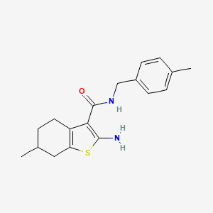 molecular formula C18H22N2OS B2712151 2-氨基-6-甲基-N-(4-甲基苯基甲基)-4,5,6,7-四氢-1-苯并噻吩-3-基甲酰胺 CAS No. 725226-64-2