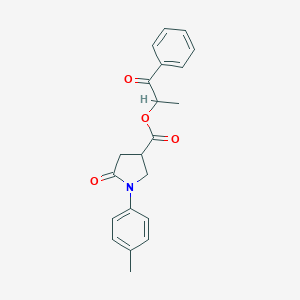 molecular formula C21H21NO4 B271216 1-Oxo-1-phenylpropan-2-yl 1-(4-methylphenyl)-5-oxopyrrolidine-3-carboxylate 
