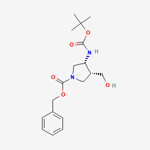 molecular formula C18H26N2O5 B2712165 (3R,4R)-3-(Boc-amino)-1-Cbz-4-(hydroxymethyl)pyrrolidine CAS No. 370881-64-4