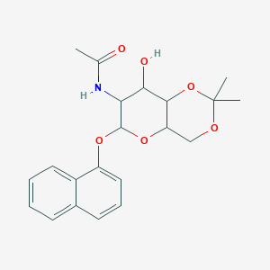 molecular formula C21H25NO6 B2712166 N-((4aR,6S,7R,8R,8aS)-8-hydroxy-2,2-dimethyl-6-(naphthalen-1-yloxy)hexahydropyrano[3,2-d][1,3]dioxin-7-yl)acetamide CAS No. 1190689-96-3