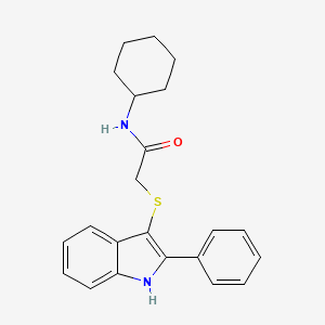 molecular formula C22H24N2OS B2712169 N-环己基-2-[(2-苯基-1H-吲哚-3-基)硫醚]乙酰胺 CAS No. 536702-72-4