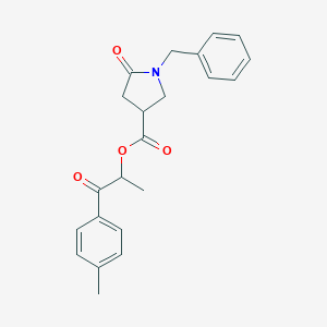 molecular formula C22H23NO4 B271217 1-(4-Methylphenyl)-1-oxopropan-2-yl 1-benzyl-5-oxopyrrolidine-3-carboxylate 