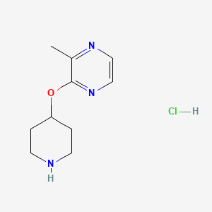 molecular formula C10H16ClN3O B2712179 2-甲基-3-(哌啶-4-氧基)吡嗪盐酸盐 CAS No. 1420961-37-0