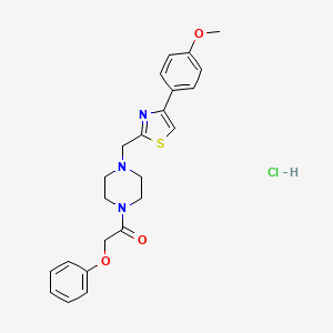 molecular formula C23H26ClN3O3S B2712188 1-(4-((4-(4-Methoxyphenyl)thiazol-2-yl)methyl)piperazin-1-yl)-2-phenoxyethanone hydrochloride CAS No. 1215614-61-1