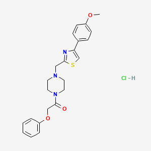 molecular formula C23H26ClN3O3S B2712188 1-(4-((4-(4-甲氧基苯基)噻唑-2-基)甲基)哌嗪-1-基)-2-苯氧基乙酮盐酸盐 CAS No. 1215614-61-1