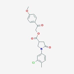 molecular formula C21H20ClNO5 B271219 2-(4-Methoxyphenyl)-2-oxoethyl 1-(3-chloro-4-methylphenyl)-5-oxo-3-pyrrolidinecarboxylate 