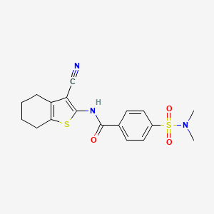 molecular formula C18H19N3O3S2 B2712196 N-(3-cyano-4,5,6,7-tetrahydro-1-benzothiophen-2-yl)-4-(dimethylsulfamoyl)benzamide CAS No. 325987-45-9