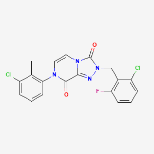molecular formula C19H13Cl2FN4O2 B2712203 7-(3-chloro-2-methylphenyl)-2-(2-chloro-6-fluorobenzyl)-[1,2,4]triazolo[4,3-a]pyrazine-3,8(2H,7H)-dione CAS No. 2034401-29-9