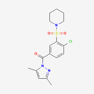 molecular formula C17H20ClN3O3S B2712206 (4-氯-3-(哌啶-1-基磺酰)苯基)(3,5-二甲基-1H-吡唑-1-基)甲酮 CAS No. 956203-84-2