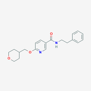 molecular formula C20H24N2O3 B2712209 N-苯乙基-6-((四氢-2H-吡喃-4-基)甲氧基)烟酰胺 CAS No. 2034278-01-6
