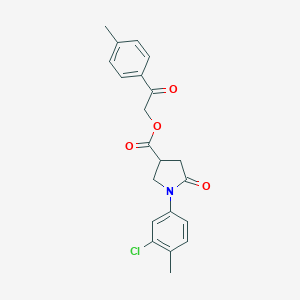 molecular formula C21H20ClNO4 B271221 2-(4-Methylphenyl)-2-oxoethyl 1-(3-chloro-4-methylphenyl)-5-oxo-3-pyrrolidinecarboxylate 