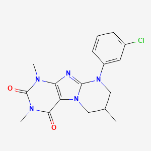 molecular formula C17H18ClN5O2 B2712213 9-(3-chlorophenyl)-1,3,7-trimethyl-7,8-dihydro-6H-purino[7,8-a]pyrimidine-2,4-dione CAS No. 876900-80-0
