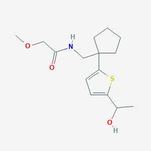 molecular formula C15H23NO3S B2712214 N-((1-(5-(1-hydroxyethyl)thiophen-2-yl)cyclopentyl)methyl)-2-methoxyacetamide CAS No. 2034499-75-5