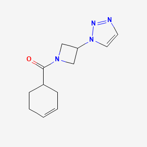 molecular formula C12H16N4O B2712216 (3-(1H-1,2,3-triazol-1-yl)azetidin-1-yl)(cyclohex-3-en-1-yl)methanone CAS No. 2097867-37-1