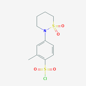 molecular formula C11H14ClNO4S2 B2712217 4-(1,1-Dioxo-1$l^{6},2-thiazinan-2-yl)-2-methylbenzene-1-sulfonyl chloride CAS No. 1794736-65-4