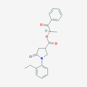 molecular formula C22H23NO4 B271222 1-Methyl-2-oxo-2-phenylethyl 1-(2-ethylphenyl)-5-oxo-3-pyrrolidinecarboxylate 