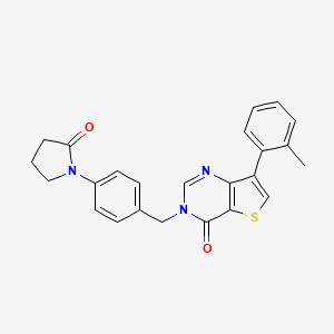 molecular formula C24H21N3O2S B2712229 7-(2-methylphenyl)-3-[4-(2-oxopyrrolidin-1-yl)benzyl]thieno[3,2-d]pyrimidin-4(3H)-one CAS No. 1206993-56-7