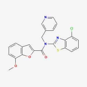 molecular formula C23H16ClN3O3S B2712231 N-(4-氯苯并噻唑-2-基)-7-甲氧基-N-(吡啶-3-基甲基)苯并呋喃-2-甲酰胺 CAS No. 921853-98-7