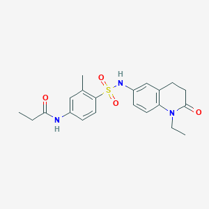 molecular formula C21H25N3O4S B2712233 N-(4-(N-(1-ethyl-2-oxo-1,2,3,4-tetrahydroquinolin-6-yl)sulfamoyl)-3-methylphenyl)propionamide CAS No. 922079-96-7
