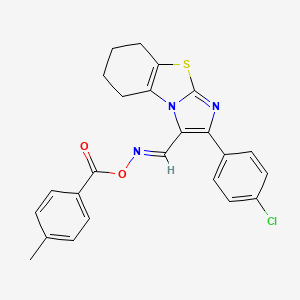2-(4-Chlorophenyl)-3-({[(4-methylbenzoyl)oxy]imino}methyl)-5,6,7,8-tetrahydroimidazo[2,1-b][1,3]benzothiazole