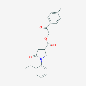 molecular formula C22H23NO4 B271225 2-(4-Methylphenyl)-2-oxoethyl 1-(2-ethylphenyl)-5-oxo-3-pyrrolidinecarboxylate 