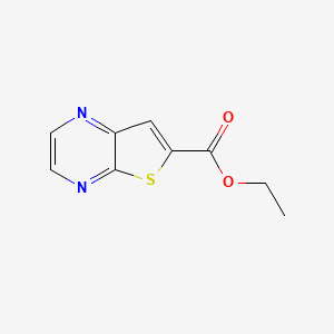 molecular formula C9H8N2O2S B2712252 乙酸噻吩[2,3-b]吡嗪-6-酯 CAS No. 59944-77-3