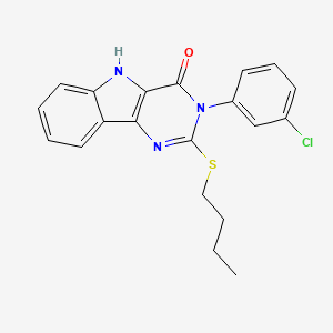 molecular formula C20H18ClN3OS B2712255 2-(butylthio)-3-(3-chlorophenyl)-3H-pyrimido[5,4-b]indol-4(5H)-one CAS No. 536713-60-7