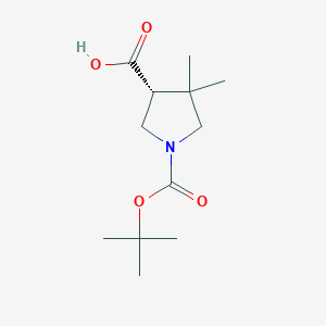 molecular formula C12H21NO4 B2712257 (3R)-4,4-Dimethyl-1-[(2-methylpropan-2-yl)oxycarbonyl]pyrrolidine-3-carboxylic acid CAS No. 2381119-08-8