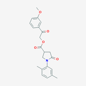 molecular formula C22H23NO5 B271227 2-(3-Methoxyphenyl)-2-oxoethyl 1-(2,5-dimethylphenyl)-5-oxo-3-pyrrolidinecarboxylate 