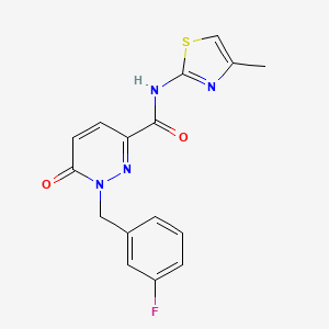 molecular formula C16H13FN4O2S B2712271 1-(3-氟苯甲基)-N-(4-甲基噻唑-2-基)-6-氧代-1,6-二氢吡啶并[3,4-d]嘧啶-3-羧酰胺 CAS No. 1040664-35-4