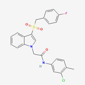molecular formula C24H20ClFN2O3S B2712287 N-(3-氯-4-甲基苯基)-2-(3-((4-氟苯甲基)磺酰)-1H-吲哚-1-基)乙酰胺 CAS No. 893252-88-5