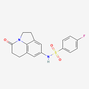 molecular formula C17H15FN2O3S B2712288 4-氟-N-(4-氧代-2,4,5,6-四氢-1H-吡咯[3,2,1-ij]喹啉-8-基)苯磺酰胺 CAS No. 898461-99-9