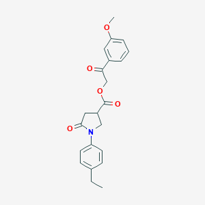 molecular formula C22H23NO5 B271229 2-(3-Methoxyphenyl)-2-oxoethyl 1-(4-ethylphenyl)-5-oxo-3-pyrrolidinecarboxylate 
