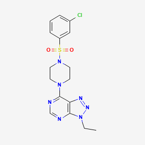 molecular formula C16H18ClN7O2S B2712298 7-(4-((3-氯苯基)磺酰)哌嗪-1-基)-3-乙基-3H-[1,2,3]三唑[4,5-d]嘧啶 CAS No. 1058205-75-6