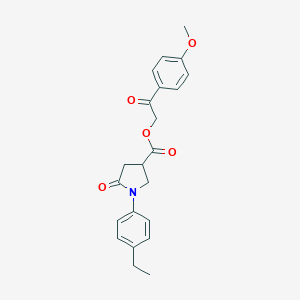 molecular formula C22H23NO5 B271230 2-(4-Methoxyphenyl)-2-oxoethyl 1-(4-ethylphenyl)-5-oxo-3-pyrrolidinecarboxylate 