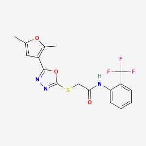 molecular formula C17H14F3N3O3S B2712301 2-((5-(2,5-dimethylfuran-3-yl)-1,3,4-oxadiazol-2-yl)thio)-N-(2-(trifluoromethyl)phenyl)acetamide CAS No. 1021023-06-2