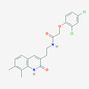 molecular formula C21H20Cl2N2O3 B2712313 2-(2,4-dichlorophenoxy)-N-[2-(7,8-dimethyl-2-oxo-1H-quinolin-3-yl)ethyl]acetamide CAS No. 851408-08-7