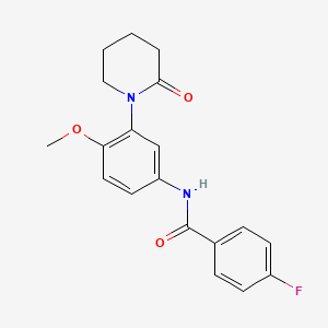 molecular formula C19H19FN2O3 B2712314 4-氟苯甲酰-N-[4-甲氧基-3-(2-氧吡哌啉-1-基)苯基]苯甲酰胺 CAS No. 941982-52-1